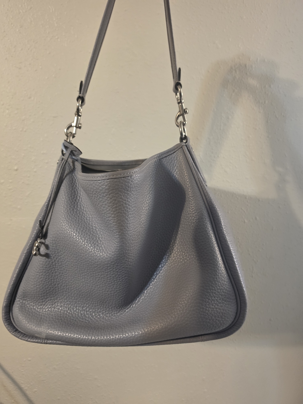 Coach Cary Shoulder Bag In Pebbled Leather Shoulder Bag in Light Blueish Gray